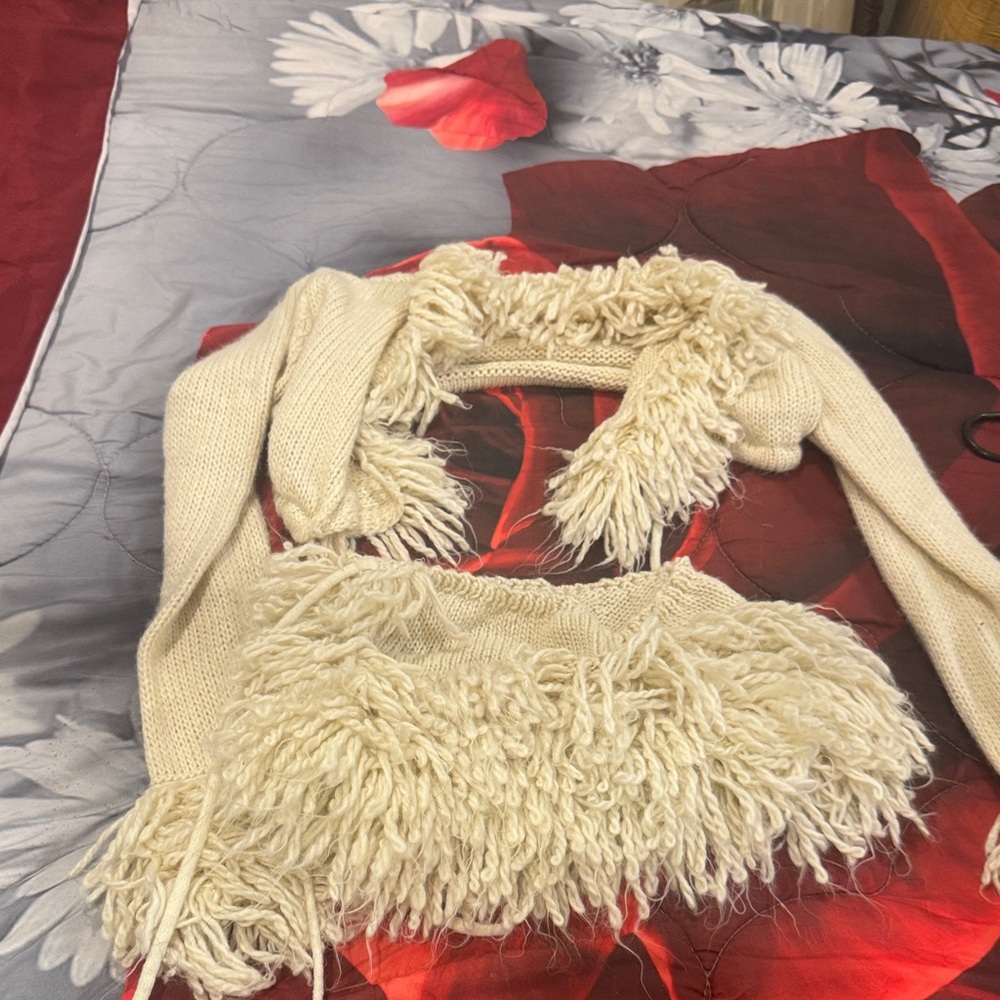 Cream Fringe Women's Sweater